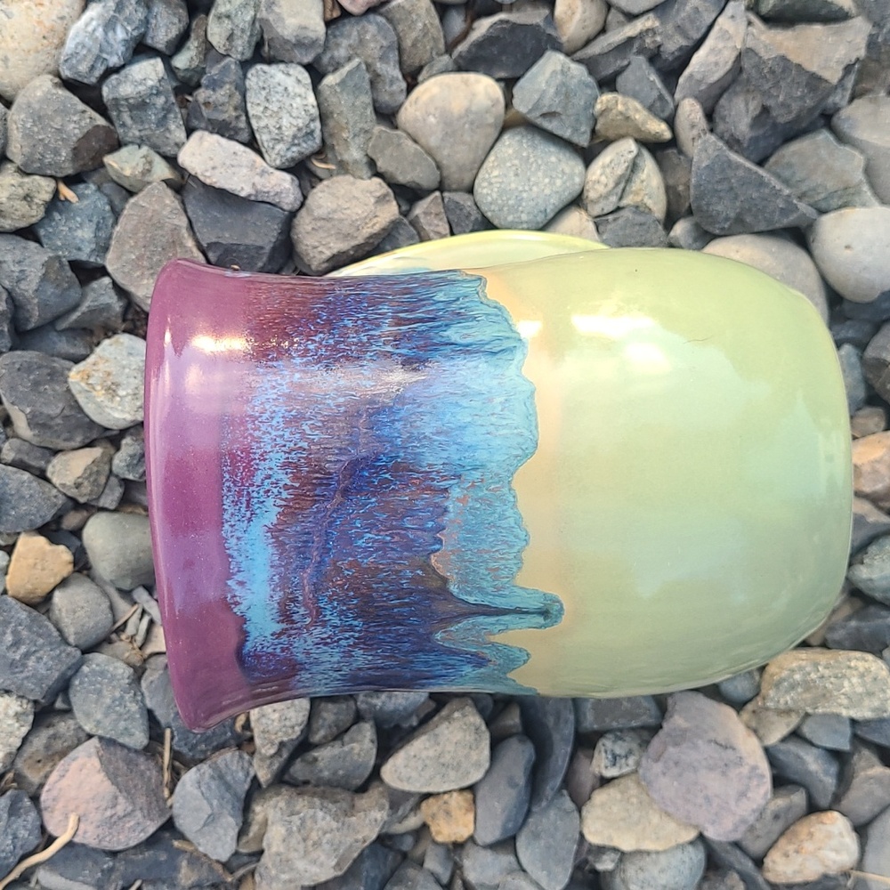 Neher Right Handed, Hand Warmer Drip Glaze Hand Thrown Pottery Mug
